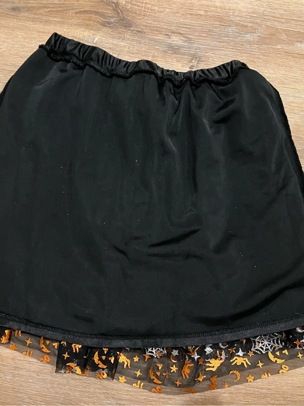wonder nation | Black Skater Skirt with Metallic Gold Halloween Motifs Sz L
